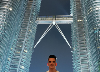 At the Petronas Towers in Kuala Lumpur